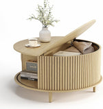 Load image into Gallery viewer, Round Coffee Table with Storage,Mid Century Modern Dining Table with Sliding Cabinet Door for Living Room,Home Small Space,31.5" Small Center Table,Oak