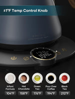 Load image into Gallery viewer, Electric Kettles, INTASTING Gooseneck Electric Kettle, ±1℉ Temperature Control, Stainless Steel Inner, Quick Heating, for Pour Over Coffee, Brew Tea, Boil Hot Water, 0.9L (Navy Blue)