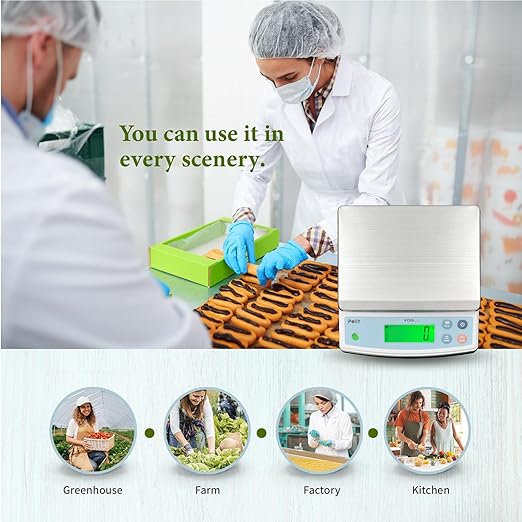 Polit KOIN Digital Food Scale 40lb – High-Capacity Rechargeable Kitchen & Packing Scale with Stainless Tray, 1g Precision and 3-Color Indicator for Baking, Meal Prep and Vendors