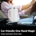 Load image into Gallery viewer, WETOWETO 40oz Tumbler with Handle and Lid | 100% Leakproof Insulated Stainless Steel Travel Mug | Keeps Cold 34Hrs/Hot 10Hrs | Dishwasher Safe, Fits Car Cup Holder (Foggy Color)