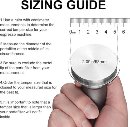 Calibrated Spring Loaded Coffee Tamper for Espresso Machine - Essential Espresso Tool for Perfect Tamping Results - Fits Portafilter Baskets(53mm, Silver)