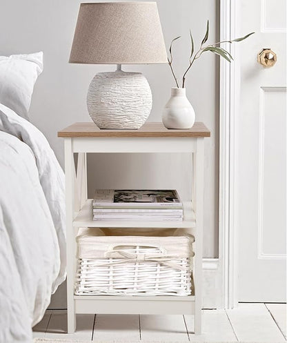 PHI VILLA End Table Living Room Set of 2, Farmhouse Bed Side Table Nightstands for Bedroom, Ivory White Small Side Table