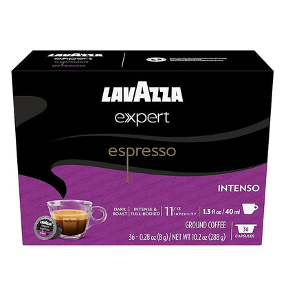 Lavazza Expert Espresso Intenso Capsules, Dark Roast, Arabica and Robusta Blend, Compatible with Lavazza Classy Machines (36 Capsules)