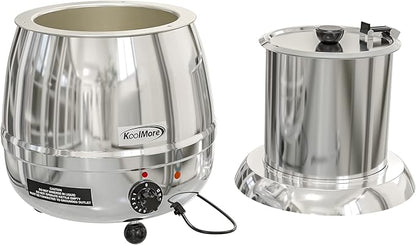 KoolMore Commercial Soup Kettle Warmer with Hinged Lid and Removable Stainless-Steel Pot Insert for Buffet, Restaurant, Party, Event, and Catering, Large 2.5 Gallon, Electric [Silver] (SK-SS-3G)