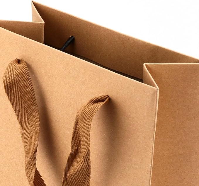 SEUNMUK 60 Pack 13.8 x 6.7 x 3.5 Inch Kraft Wine Gift Bags, 260 gsm Thick Paper Wine Bottle Bags with Handles, Elegant Wine Bags for Party, Wedding and Retailing