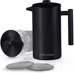Load image into Gallery viewer, Utopia Kitchen Stainless Steel French Press Coffee Maker 34 Oz (1 Litre) with 2 Extra Filters, French Press Coffee &amp; Tea Maker for Kitchen &amp; Camping, Cold Brew Cafetiere, Black