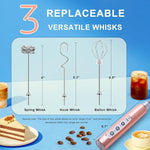 Load image into Gallery viewer, YUSWKO Rose Gold Handheld Milk Frother Wand for Coffee, Rechargeable Electric Whisk with 3 Heads 3 Speeds Drink Mixer Coffee Frother For Latte, Cappuccino, Hot Chocolate, Egg