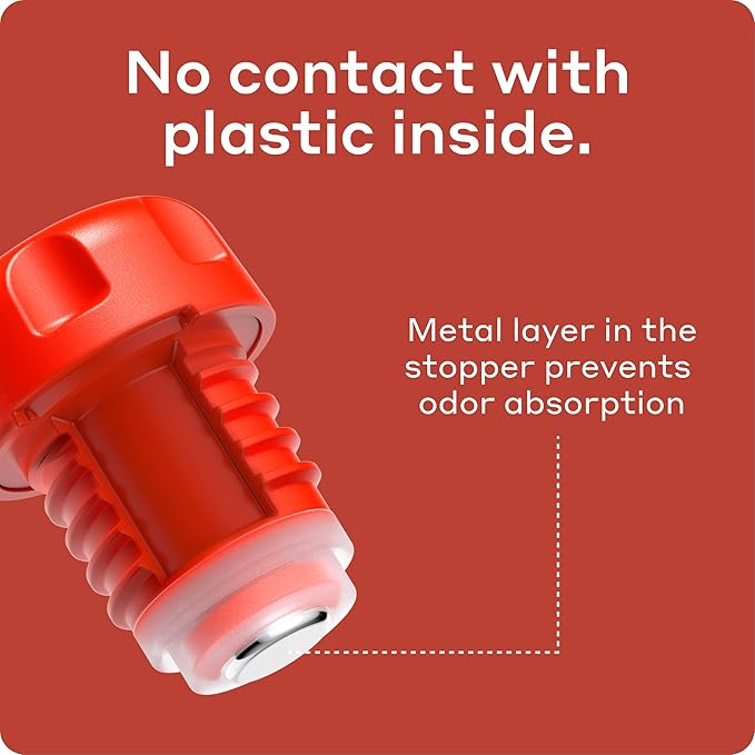 BOBBER 26 oz Stainless Steel Heavy Duty Thermos for Hot and Cold Drinks – Dishwasher Safe Insulated Water Bottle with Cup Lid – Keeps Hot for 36 Hours – Leak-Proof Rugged Thermos with Screw Lid (Red)