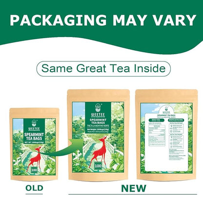WT WEETEE Spearmint Tea Bags, Made with 100% Pure Spearmint Leaf, Natural Caffeine-free Herbal Tea, Refreshing & Smooth Mint Tea
