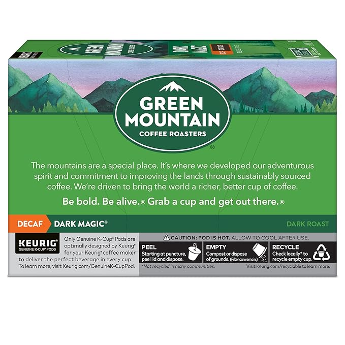 Green Mountain Coffee Dark Magic Decaf, Keurig Single Serve K-Cup Pods, Dark Roast Coffee, 60 Count, (6 Packs of 10)