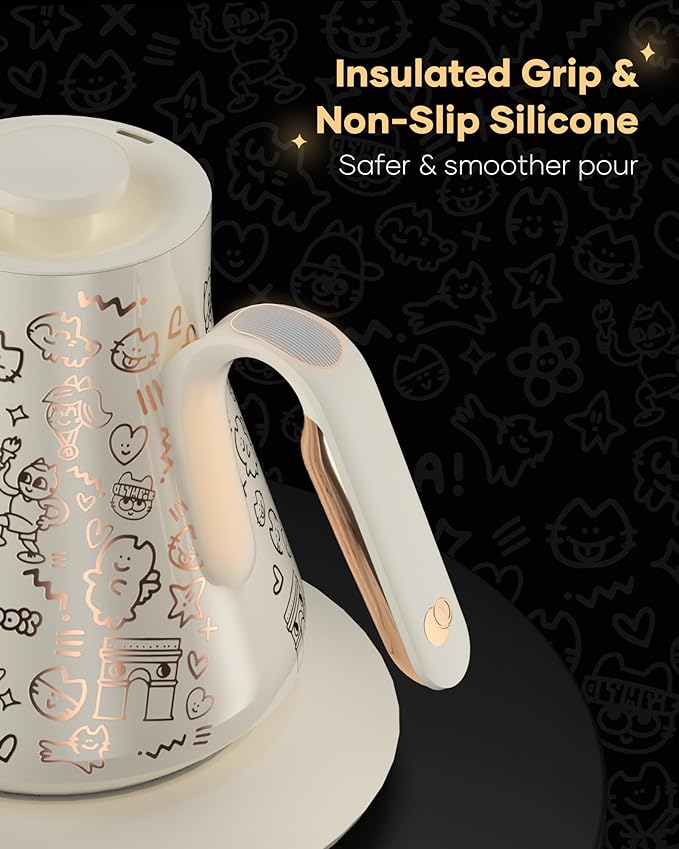 Cocinare x Chanoir FLOW M9 Pro Electric Kettle, Art de Paris Collaboration, Premium Gift Box Packaging with Coffee Mat, ±0.5℉ Temp Control for Coffee & Tea (Chanoir White)