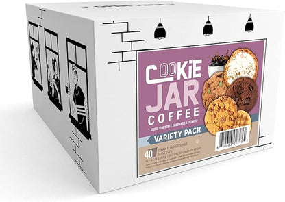 Cookie Jar Assorted Flavored Coffee Pods for Keurig K Cup Brewers, 40 Count Variety Pack – Flavored Coffee Sampler with Multiple Delicious Options