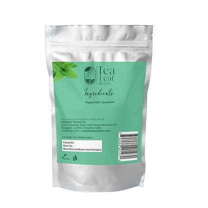 Tealeaf & Co. Pure Mint Herbal Tea Bags Blended with Fresh Herbs - Spearmint & Peppermint Tea - Contains Low Caffeine - Gluten Free - 100 Teabags (7.055oz/200gm)