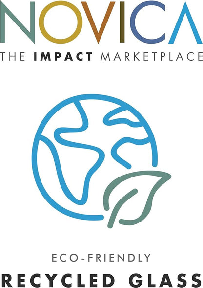 NOVICA Artisan Crafted Hand Blown Clear Blue Rim Recycled Glass Shot Glasses, 2 Oz. 'Tequila Blues' (Set Of 6)