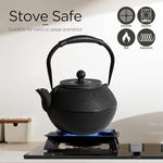 Load image into Gallery viewer, Cast iron Teapot, Tea Kettle for Stovetop Safe with Stainless Steel Infuser, Japanese Hand-made Tea Pot Coated with Enameled Interior for 42oz, 1200ml Black