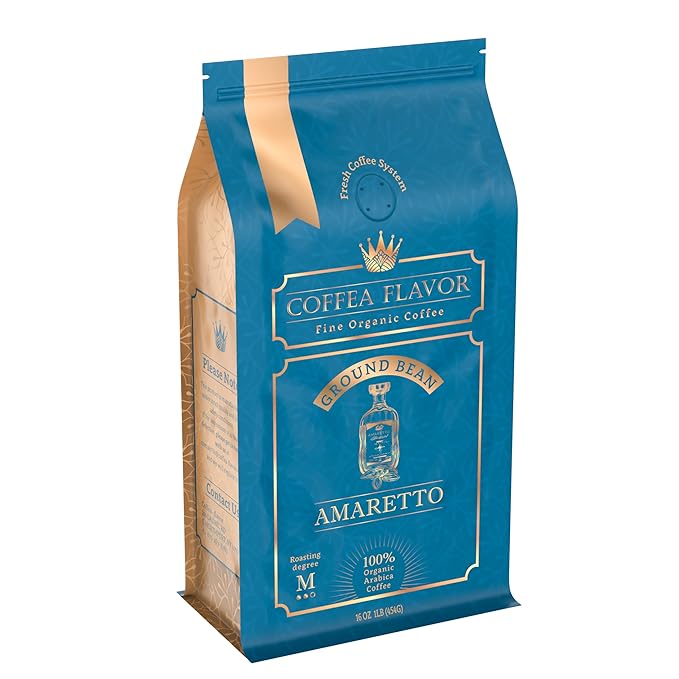 Flavored Ground Coffee – Amaretto (Almond), 100% Arabica, Single Origin, Medium Roast, USDA Organic, Naturally Flavored – by Coffea Flavor