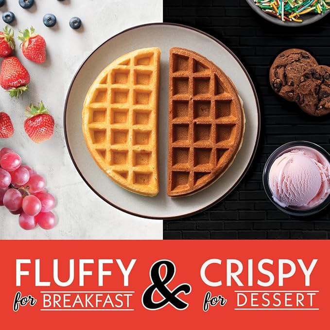 Gourmia Belgian Waffle Maker, Nonstick, Adjustable Browning Control, Cool Touch Handle, Indicator Lights, Quick Heat & Upright Storage, Compact, 1100W, Stainless Steel