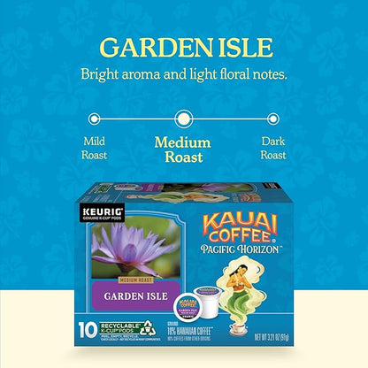 Kauai Coffee Garden Isle Medium Roast - Compatible with Keurig K-Cup Brewers, 10 CT (Pack of 6)