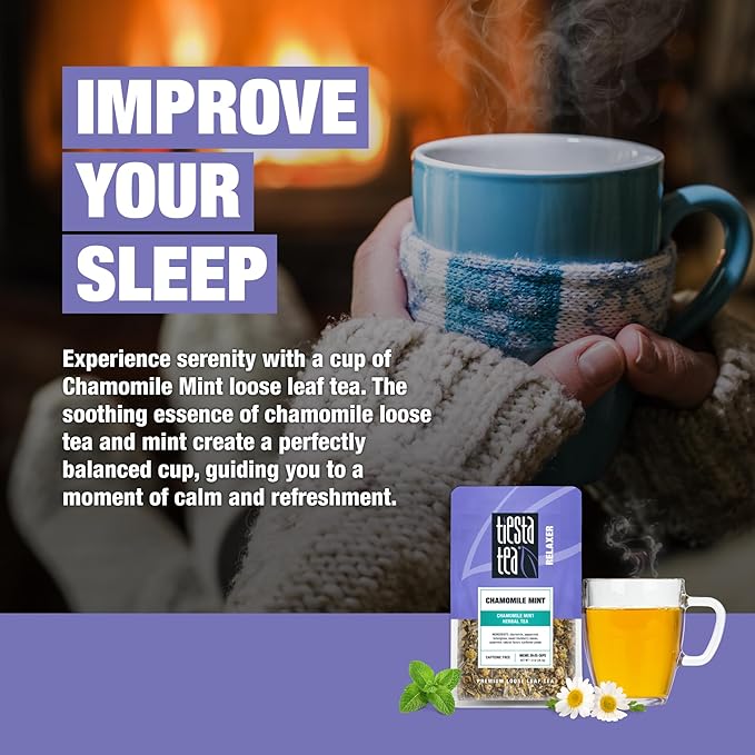 Tiesta Tea - Chamomile Mint, Loose Leaf, Chamomile Mint Herbal Tea, Premium Blend, Caffeine-Free Herbal Drink, Makes Hot or Iced & Up to 25 Cups, 1oz Resealable Pouch