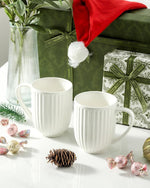 Load image into Gallery viewer, Hasense Ceramic Coffee Mugs Set of 6, 16 Oz Large Ribbed Coffee Cups with Big Handle, Unique Modern Style White Latte Mugs for Tea,Cocoa,Milk,Cappuccino, Microwave &amp; Dishwasher Safe