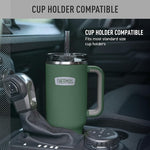 Load image into Gallery viewer, THERMOS Stainless Steel Cup Holder Mug - 40 Ounce, Alpine Green - Insulated Tumbler with Lid and Straw, Plus Leak-Resistant Slide Lock