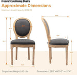 Load image into Gallery viewer, French Country Dining Chairs Set of 2, Vintage Wooden Dining Chairs with Fabric Upholstered Seat&amp;Oval Backrest,Solid Wood Legs&amp;Frame, Farmhouse Kitchen&amp;Living Room Chairs(Dark Gray,2 Pcs)
