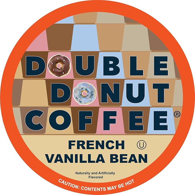 Double Donut Coffee Flavored Coffee Pods, Vanilla Bean Single Serve Coffee For Keurig K Cups Machines, Medium Roast Vanilla in Recyclable Pods, Hot or Iced, 96 Count Value Pack