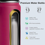 Load image into Gallery viewer, koodee Insulated Water Bottle, 18 oz Stainless Steel Double Wall Vacuum Wide Mouth Sport Bottle with Leakproof Spout Lid (Fuchsia Red)