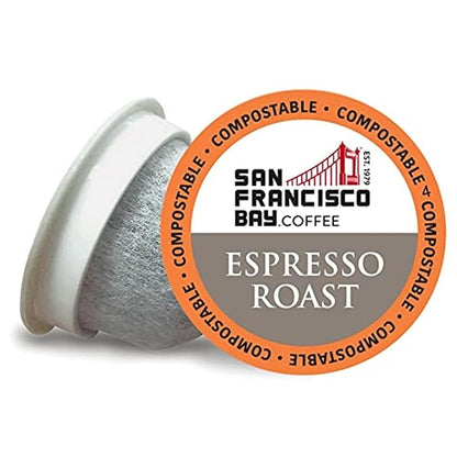 San Francisco Bay Compostable Coffee Pods - Espresso Roast (36 Ct) K Cup Compatible including Keurig 2.0, Dark Roast