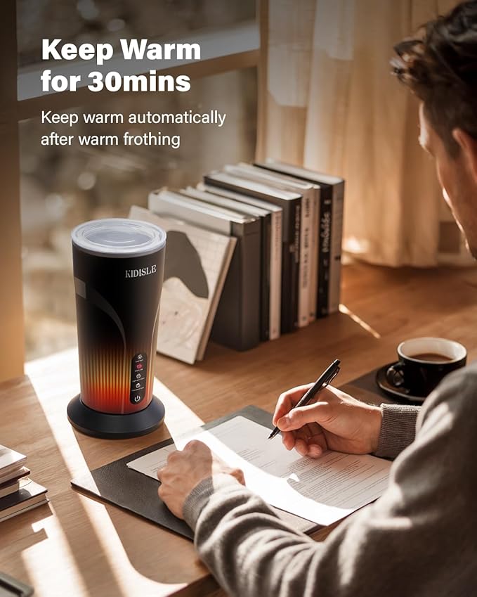 4-in-1 Electric Milk Frother and Steamer, Milk Steamer and Cold Foam Maker, Hot Chocolate Maker, Frother for Coffee, Latte, Macchiato, Cappuccino, BPA Free, Black