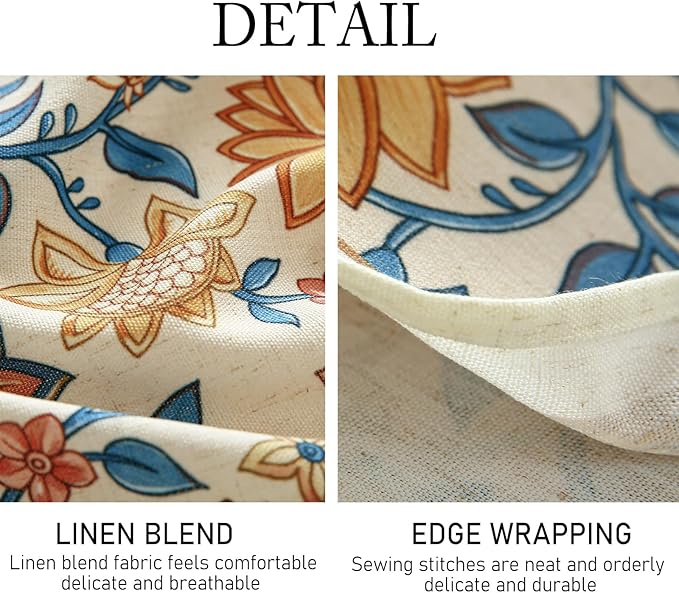 Designer Bohemian Floral Tablecloth Rectangular,Linen Colorful Table Cloth,Wrinkle Resistant Decor Tablecloths for Dining Thanksgiving Kitchen Party Christmas,55"*87"-Estevan B