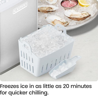Iceman Pebble Ice Machine, Countertop Nugget Ice Maker Produces Chewable Pellet Ice in 20 Minutes, Makes 33lbs/Day, with One-Touch Cleaning Function and Ice Scoop/Basket Included – Stainless Steel