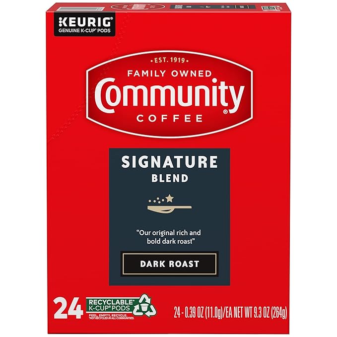 Community Coffee Signature Blend 96 Count Coffee Pods, Dark Roast, Compatible with Keurig 2.0 K-cup Brewers(Pack of 4,24 Count Total)