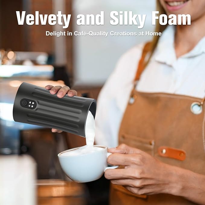 Electric Milk Frother, 4-in-1 Milk Steamer and Frother, 8.1oz/240ml Automatic Warm and Cold Foam Maker, Milk Warmer and Coffee Frother for Latte, Cappuccino, Macchiato(Black)