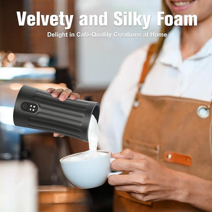 Electric Milk Frother, 4-in-1 Milk Steamer and Frother, 8.1oz/240ml Automatic Warm and Cold Foam Maker, Milk Warmer and Coffee Frother for Latte, Cappuccino, Macchiato(Black)