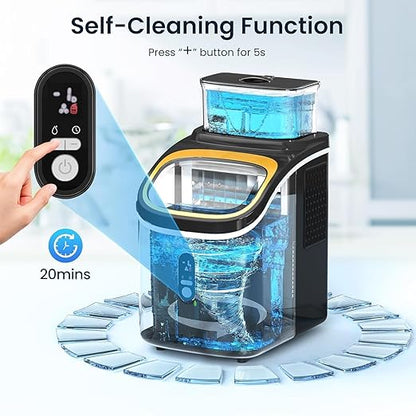Antarctic Star Countertop Ice Maker Machine, 30lbs/24Hrs, 3 Thickness Ice Cubes, 16Pcs/13 Mins,2 Ways to Add Water, Self-Cleaning Ice Cube Maker w/Basket and Scoop for Home/Kitchen/Camping/RV (Black)