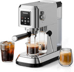 Load image into Gallery viewer, topzee Espresso Machine 20 Bar, Compact Coffee Maker with Milk Frother &amp; Cold Brew Function, 52oz Removable Water Tank, Stainless Steel Cappuccino, Latte Maker, Silver