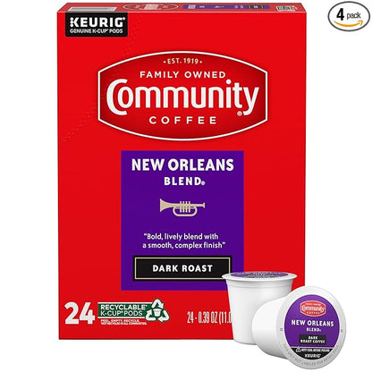 Community Coffee New Orleans Blend 24 Count Coffee Pods, Special Dark Roast, Compatible with Keurig 2.0 K-Cup Brewers, 24 Count (Pack of 1)