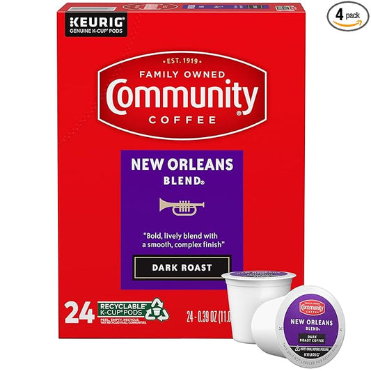 Community Coffee New Orleans Blend 24 Count Coffee Pods, Special Dark Roast, Compatible with Keurig 2.0 K-Cup Brewers, 24 Count (Pack of 1)