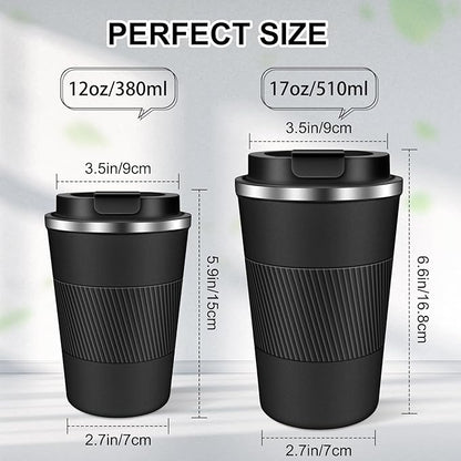 Coffee Travel Mug 12 oz & 17 oz Insulated Coffee Mug with Lid Portable Spill-Proof Coffee Travel Mug No Handle Reusable Stainless Steel Mug Keeps Cold and Hot Suitable for Car, Daily, Travel and Gifts