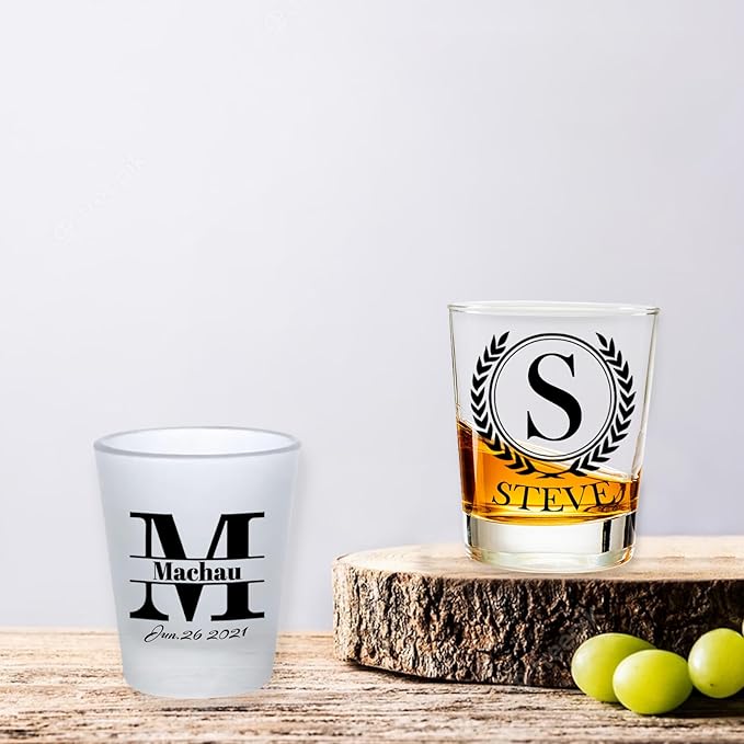 Personalized Shot Glasses Clear with Your Photo Text, Custom Frosted Shot Glasses 1.5oz Bar Accessories Gifts for Tequila, Vodka, or Whiskey Lovers Birthday Christmas Wedding Gifts