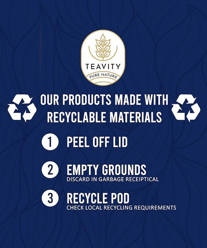 Organic Tea Pods with Moringa, Peppermint, Holy Basil & Turmeric - Naturally Decaf Tea - Mental Focus by Teavity (36)