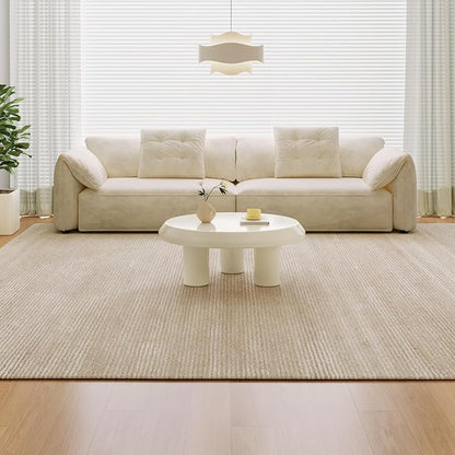 Round Coffee Table, White Cream Modern Center Table, Side Table for Living Room, Bedroom, Home Office, Small Space