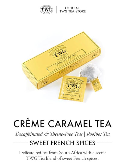 TWG Tea | Crème Caramel Tea | Rooibos Tea | Caramel & Theine-Free | 15 Hand Sewn Cotton Teabags | Gift Set