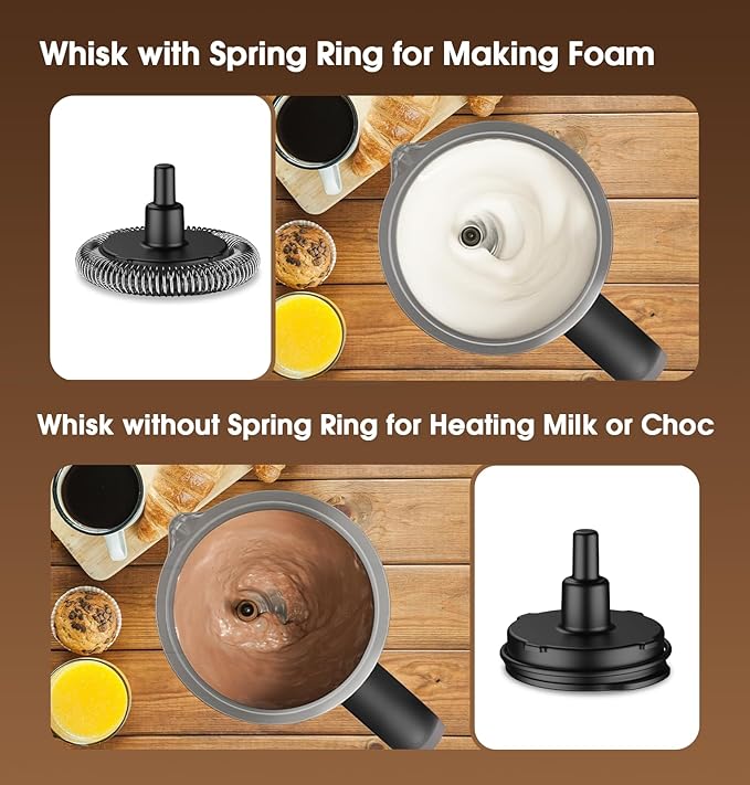 Milk Frother and Steamer, Large Capacity Detachable Electric Milk Frother, Automatic Warm and Cold Foam Maker, Hot Chocolate Maker, BPA Free, Grey