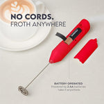 Load image into Gallery viewer, Zulay FrothMate Powerful Milk Frother for Coffee - Portable &amp; Compact Handheld Foam Maker for Lattes, Cappuccinos, Matcha, Hot Chocolate - Milk Foamer Frother - No Stand Electric Whisk (Red)