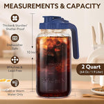 Load image into Gallery viewer, Glass Pitcher with Lid, 64 OZ Mason Jar Pitcher Double Leak Proof, 2 Quart Breast Milk Storage Containers for Fridge, Wide Mouth Glass Jar for Sun Tea, Juice, Cold Brew Coffee