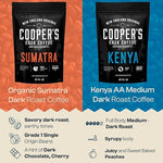 Load image into Gallery viewer, Gourmet Coffee Sampler Gift Box Set, Roasted Coffee Beans, Sumatra Dark, Kenya AA Medium-Dark, Rwanda Medium, Natural Ethiopian Light, Whole Bean, 4 Bags, 16 oz Total