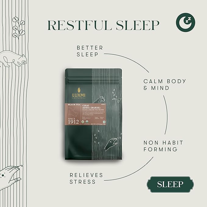 Luxmi Estates Masala Chai 50 Tea Bags (100g) Pack | Adda-Bari | Certified Organic Black Tea | Strong, Robust & Aromatic Masala | Resealable, Zipper Pouch | Brew Hot, Iced & Latte | Indian Spice Chai Tea | 50 Cups Bulk Pack