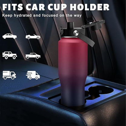 32/40 oz Insulated Water Bottle with straw Fit in any Car Cup Holder, Keep Cold 48H Hot 24H，Stainless Steel Water Bottle with Spout lid, Carrier Bag, Paracord Handle for Gym, Workout & Beach